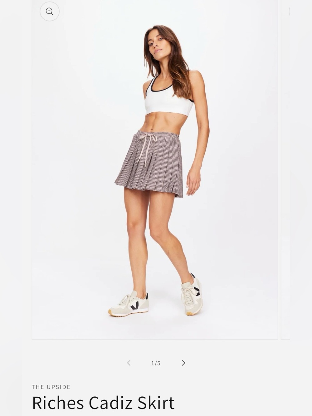 The Upside Pleated Drawstring Mini Skirt in Taupe Stripe- NWT Size XS. Cadiz.